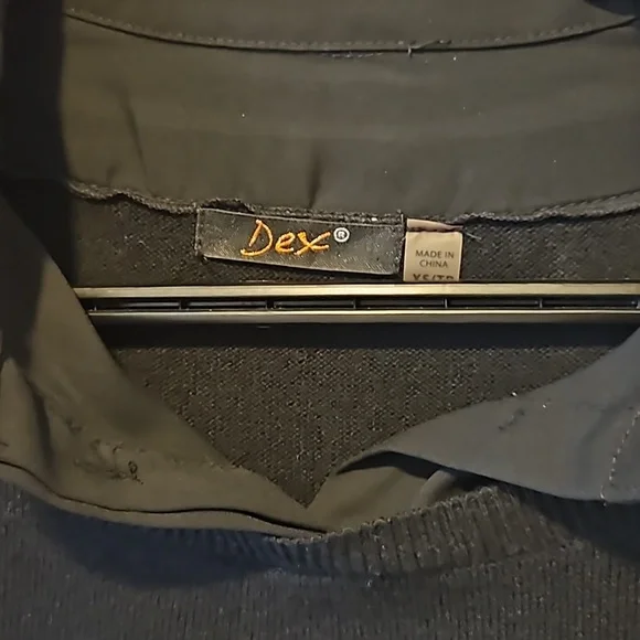 DEX Black collared sweater with attached sheer shirt bottom - Picture 2 of 4